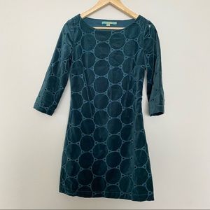 Boden Velvet Circle Dress Teal